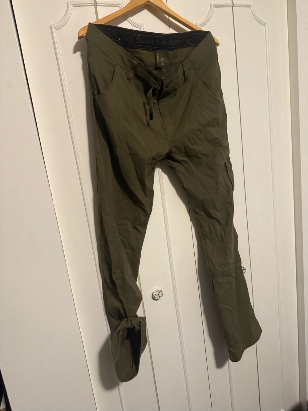 Prana Men's Olive Green Cargo hiking Pants with Drawstring